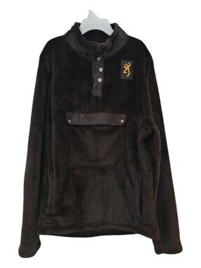 Browning Sherpa Fleece Quarter Snap Pullover Black Boys Size L